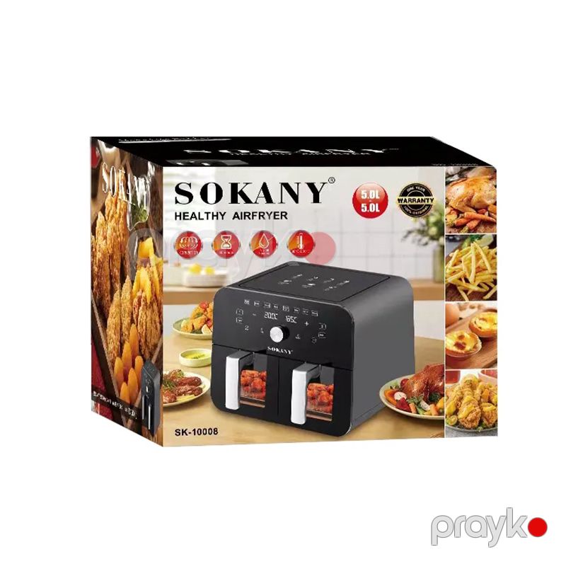 Ikiqat Səbət 10L Elektrikli Hava Fritöz Sokany SK10008 Hava Fritöz Taymer və Termostat Nəzarətli Mexaniki Air Frey 2400 W — Digər mətbəx texnikası, Bakı (7)