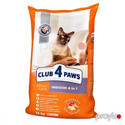 Qapalı məkanda yaşayan pişiklər üçün quru yem Club 4 Paws Premium Indoor 4in1, 14kq — Bakı