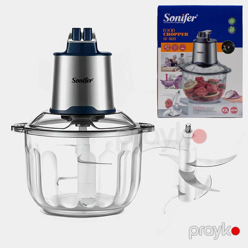 Sonifer SF-8123 Elektrikli Doğrayıcı, 4 L, çoxfunksiyalı 4 litrlik şüşə banka şaquli elektrikli tərəvəz və ət qidası doğrayıcısı — Ev texnikası, Bakı (6)