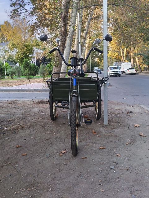 Pakistanda istehsalı olan yük velosipedi (trisikl) - Yük götürmə — Mingəçevir