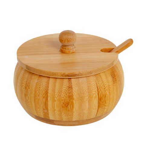 Bambuk Saxlama qabı 11 sm Qaşıqlı Bamboo Şəkər Qabı Bambuk Şəkər Qabı Dəsti — Tableware and kitchen accessories