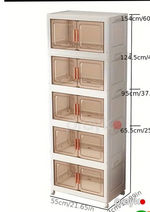 Modul tipli plastik şkaf – 5 bölməli, şəffaf qapılı - Ölçülər — Bakı