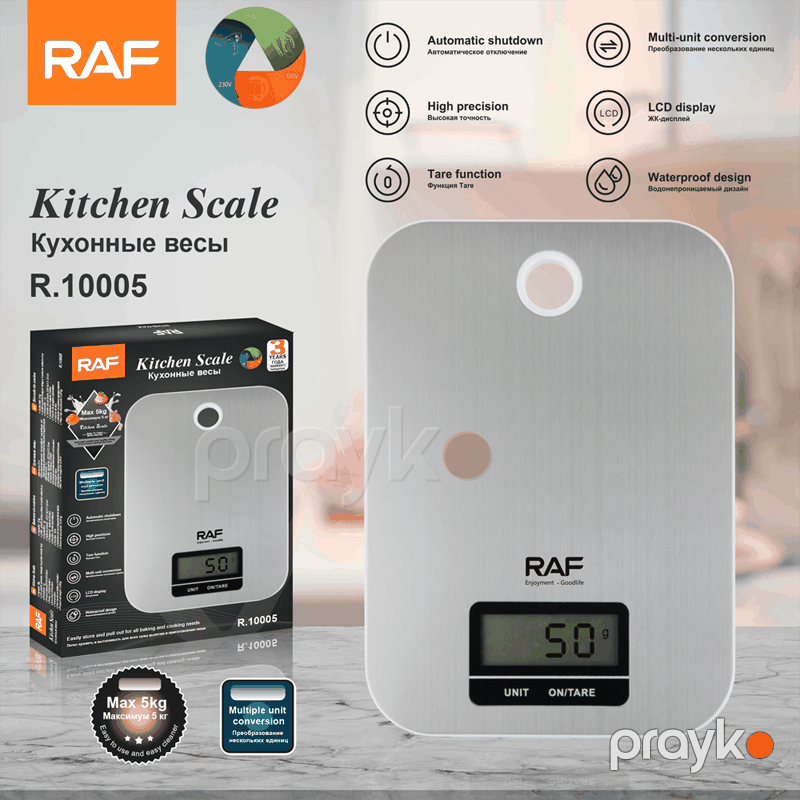 RAF R.10005﻿ - Elektron Mətbəx Tərəzisi, 5 kq Tutum, Paslanmayan Polad Korpus — Tərəzi, Bakı (6)