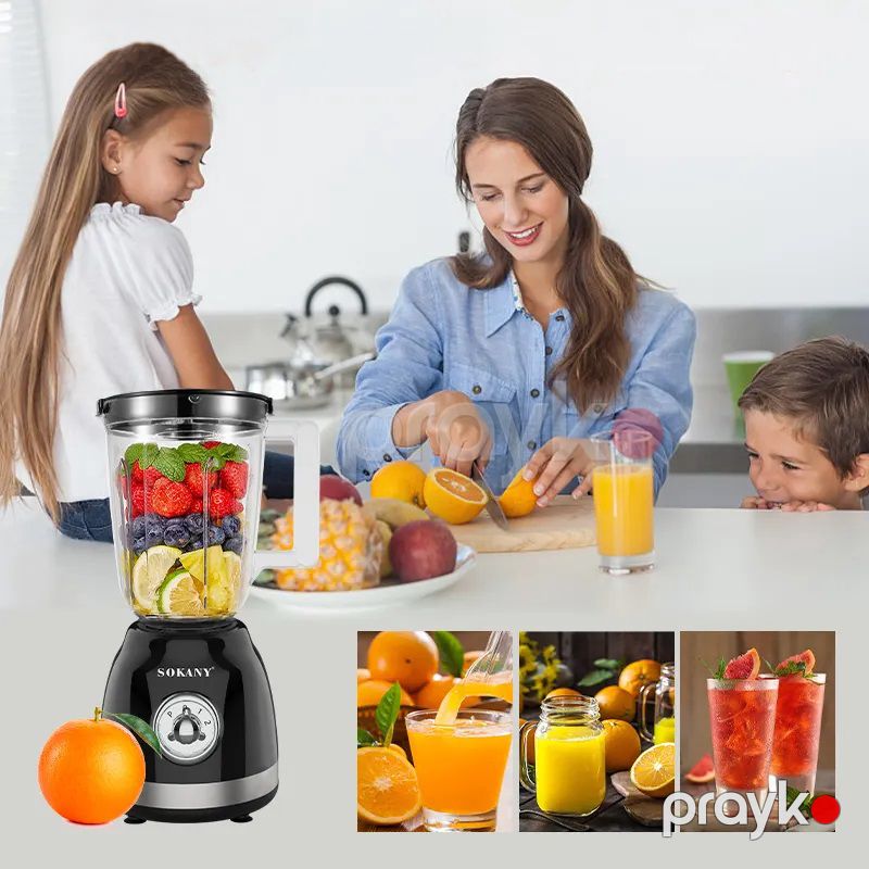 Sokany 500W Crusher 1.5L Böyük Tutumlu Çoxfunksiyalı Gümüş Blender Yüksək Sürətli Paslanmayan Polad Bıçaq — Blenderlər, xırdalayanlar və mikserlər, Bakı (5)