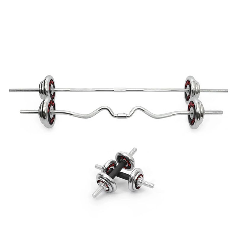Yeni 55 kq Tənzimlənən Dumbbell Dəsti Xrom Gümüşü Qantel Ştanq Dəsti 3-ü 1 Arada Ağır Dəst Qantel Metal — Fitness və simulyatorlar, Bakı (5)