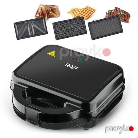 RAF 3-ü 1 Arada Multimaker Elektrikli Vafli-sendviç Hazırlayıcısı 750W Gücündə Qril Multi-Baker Toster İki Hissəli RAF Toster — Bakı