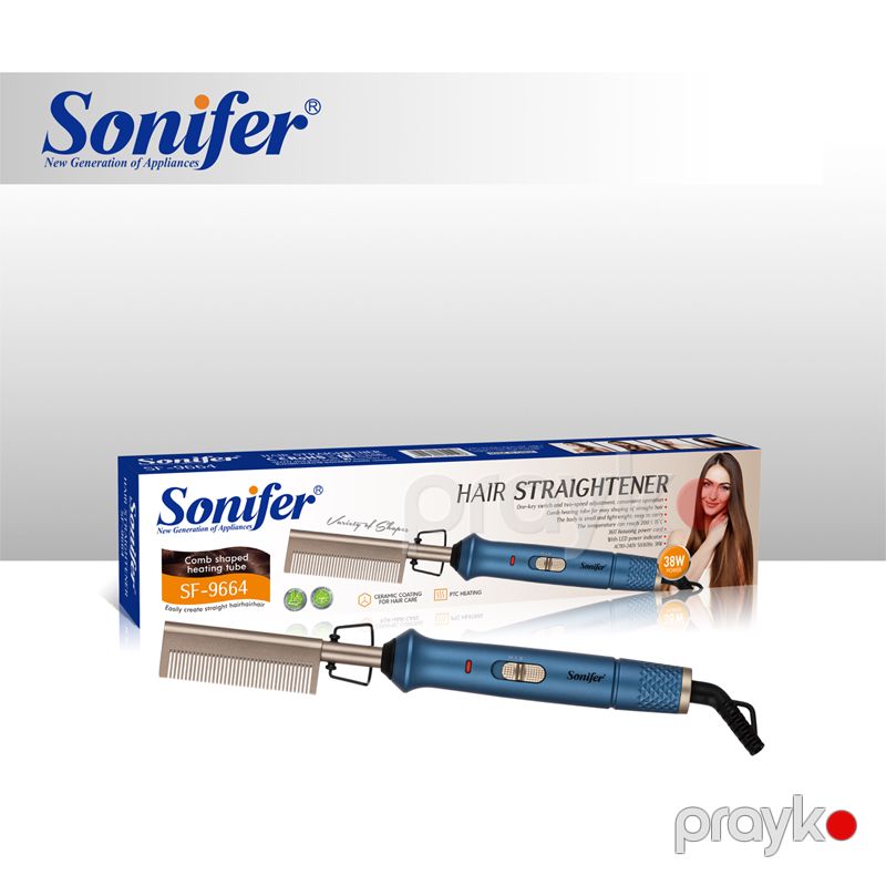 Sonifer SF-9664﻿ - Saç Düzləşdirici Daraq, 38W Güc, İki Sürət Ayarı, Rahat İstifadəli Saç Düzləşdirici Daraq, Hər Növ Saçlar üçün, Rahat və Effektiv İstifadə — Fən, Bakı (3)