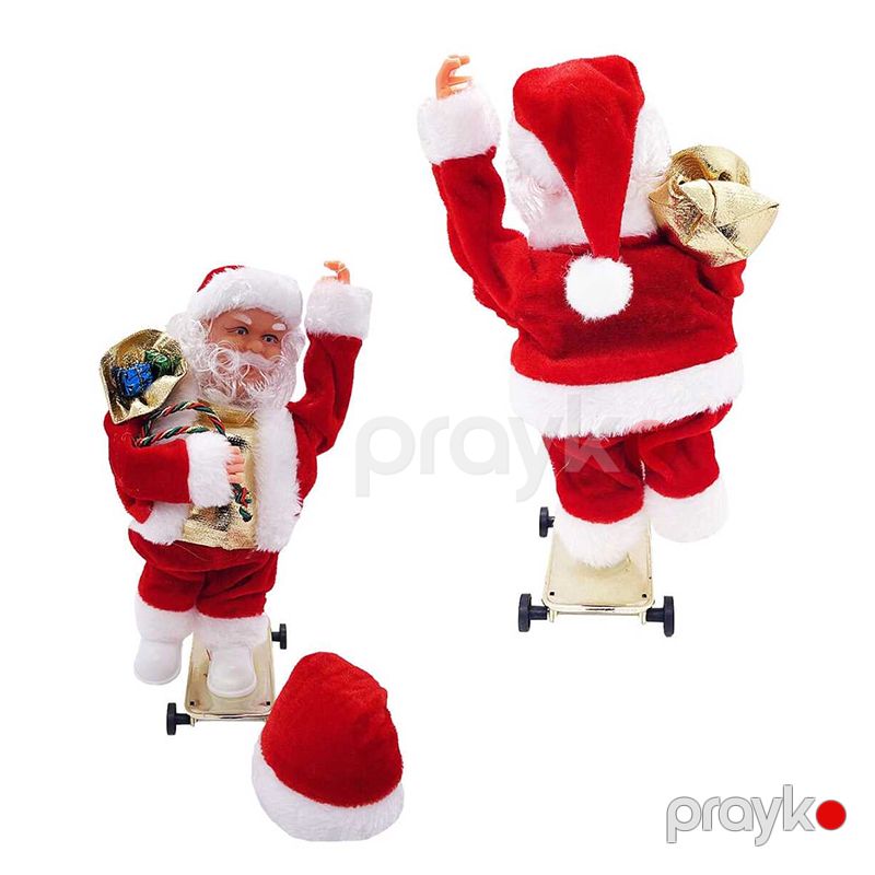 Şaxta Baba Skeyt BB 238-16 Milad Ağacı Oyuncaqları Oyuncaq Şaxta Baba Heykəli Musiqili Skeyt Sürən Santa claus — Mallar, Bakı (4)