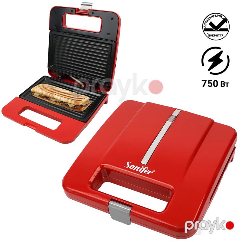 Sonifer SF-6042 Elektrikli Qril Sendvic Maşını Xüsusi Yapışmayan Örtüklü Profesionnal Termostat Nəzarətli Toster Grill Maker Sandwich Maker — Toster və vaflyasıcı, Bakı (5)