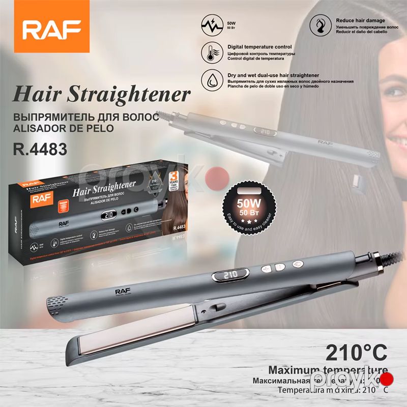 RAF R.4483 - Düzləşdirici Fen Professional Elektrikli Saç Düzləşdiricisi Rəqəmsal Temperatur Nəzarəti 50 W Güc — Fən, Bakı (6)