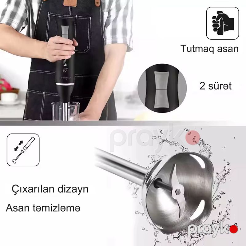 Sonifer SF-8025 Yüksək Keyfiyyətli Əl blenderi Yumurta Çırpıcı 3-ü 1-də Dəst Əl blenderi 400W — Blenderlər, xırdalayanlar və mikserlər, Bakı (3)