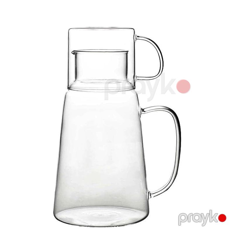 Eleqant Qrafin 1,5L Qapaqlı Şüşə Sürahi İçməli Su Üçün Premium 50Oz Şüşə Su Qabı Qrafinka Dəsti — Qablar və mətbəx əşyaları, Bakı (3)