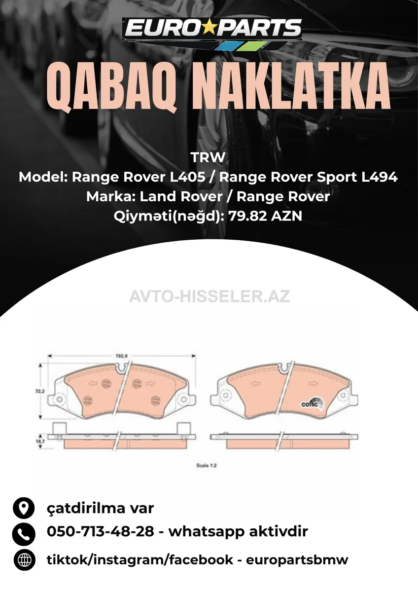 Range Rover L405/Sport L494 qabaq naklatka TRW — Bakı