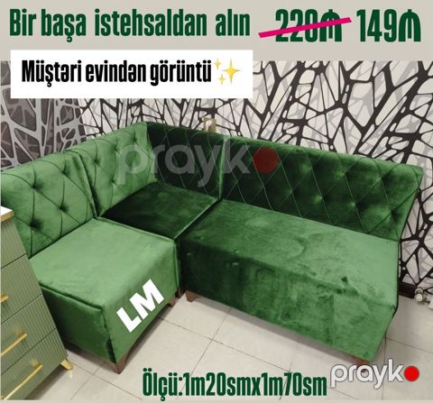 Künc divan, Mətbəx üçün, Vеlur parça, Açılmayan — Bakı