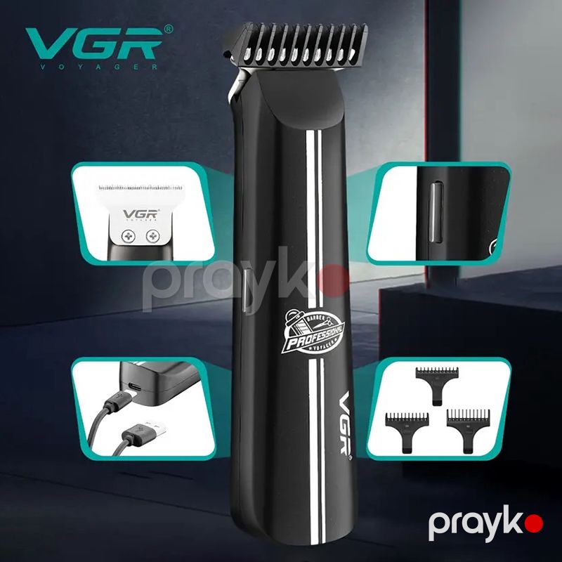 VGR 007 Kişilər üçün Professional Elektrikli Saç Kesmə Makinası USB Şarj Edilən Təraş Makası Metal Trimmer VGR V007 — Usturalar, trimmerler və epilyatorlar, Bakı (2)