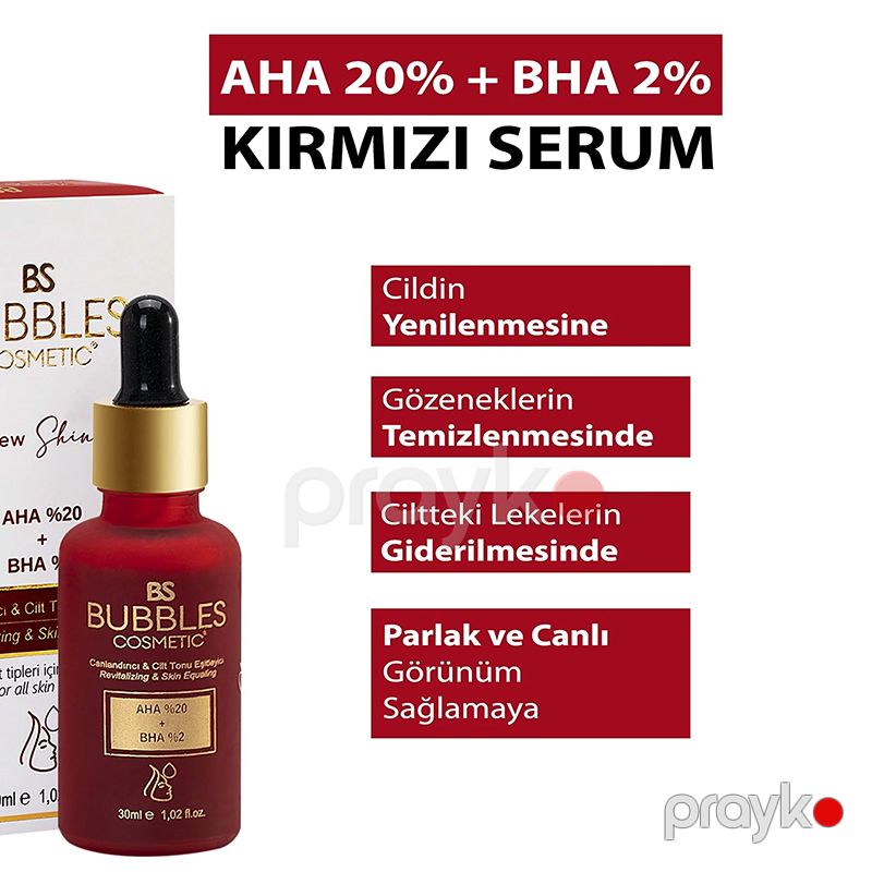 Bs Bubbles Cosmetic Aha & Bha Dəri Canlandırıcı Qırmızı Peeling Üz Serumu 30 ml Dəri Tonlaşdırıcı Krem — Gözəllik və səhiyyə, Bakı (3)