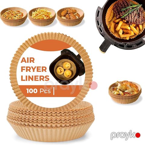 Air Fryer 100 Pcs fritöz kağızı 100 ədəd Dəyirmi Birdəfəlik fritöz kağızı Kağız qızartma qabı yağ keçirməyən bişirmə kağızı — Bakı