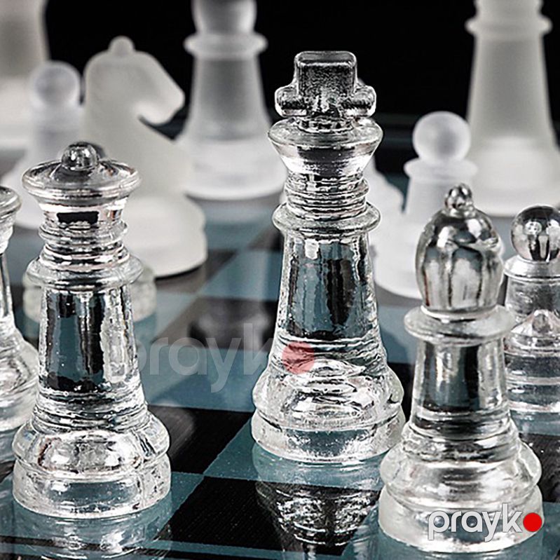 Şüşə Şahmat Dəsti Şahmat Oyunu Şəffaf Şüşə Şahmat Fiqurları 28x28 sm — Stolüstü və kart oyunları, Bakı (8)