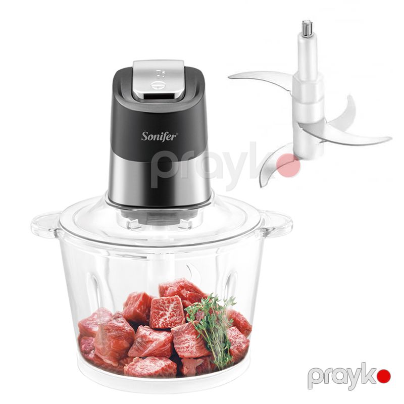 Sonifer SF-8134 Doğrayıcı 2.6 litrlik şüşə qab tərəvəz ət doğrayıcı blender Boz doğrayıcı — Blenderlər, xırdalayanlar və mikserlər, Bakı (4)