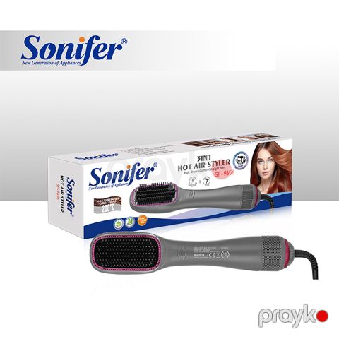 3-ü 1-də Fırça fen Mənfi İonlu Keramik Saç Düzləşdirici Sonifer sf-9656 Professional Qurutma feni — Bakı