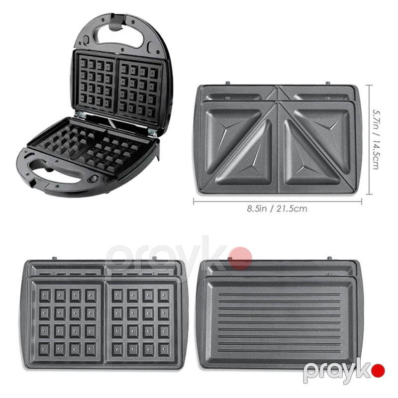 Multimaker 3in1 DSP KC1049 Sendviç Hazırlayıcı Vafli Çıxarılan Qəliblərlə Qril 3 Başlıqlı Səhər Yeməyi Bişirici Toster Dəsti — Toster və vaflyasıcı, Bakı (6)