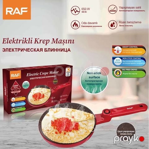 Çoxfunksiyalı RAF Elektrikli Krep Aləti Professional Pancake KrepAvtomatik Termostata Nəzarət Hazırlayan Maşın — Bakı