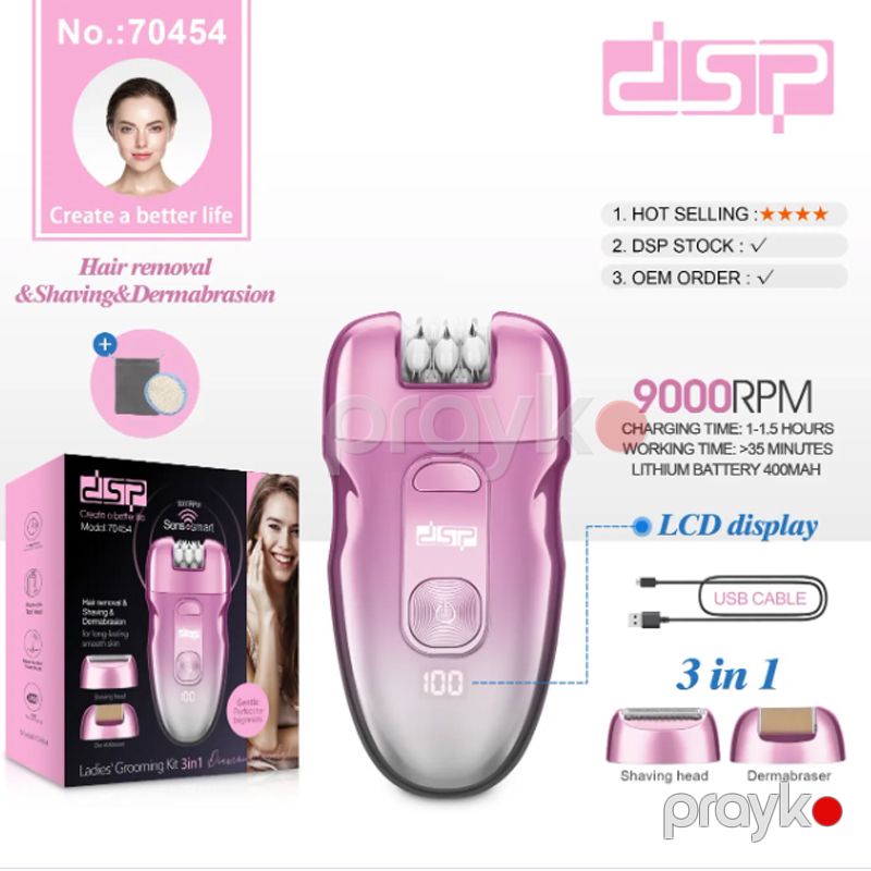 DSP 70454 - Epilyator Qadınlar üçün 3-ü 1-də Baxım Dəsti Model LCD Ekran — Usturalar, trimmerler və epilyatorlar, Bakı (5)