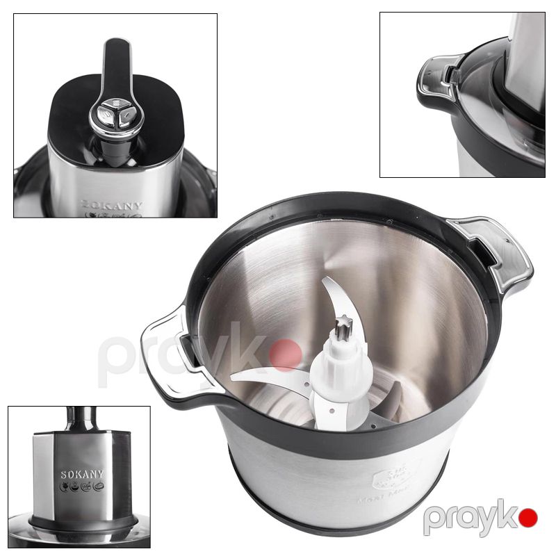 Sokany SK-06033 800 Vt doğrayıcı 8 litrlik qab, Paslanmaz Polad bıçaq, ətçəkən doğrayıcı — Blenderlər, xırdalayanlar və mikserlər, Bakı (5)