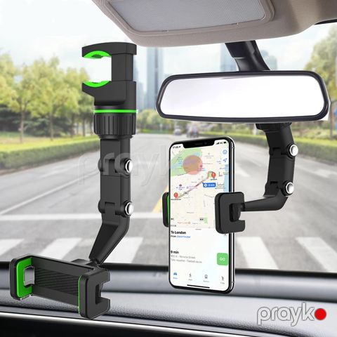 Avtomobil üçün telefon tutacağı çoxfunksiyalı 360 dərəcə fırlanan Arxa görünüş güzgüsü üçün Asma klip Avtomobil üçün mobil telefon tutacağı — Bakı