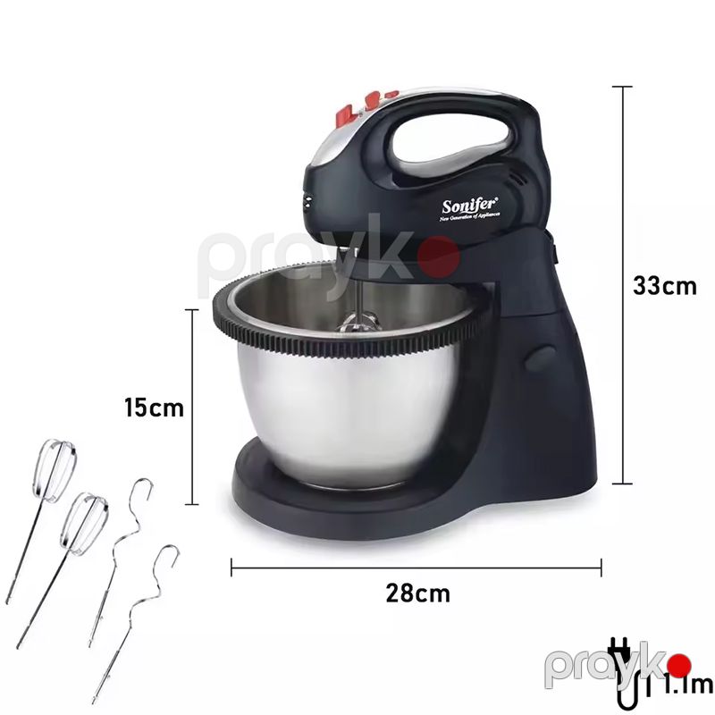 Sonifer SF-7014 Elektrikli Mikser Stand Mikser Xəmir Qarışdırıcı Yumurta Çırpıcı Mikser 250W — Blenderlər, xırdalayanlar və mikserlər, Bakı (3)