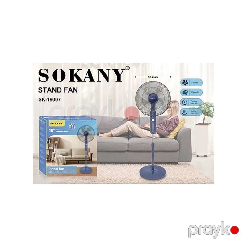 Sokany SK-19007 Ventilyator 3 Sürət Ayarlı Ventilyator 5 Fırlanan Bıçaq Ventilyator Sərinkeş — Ventilyatorlar, Bakı (4)
