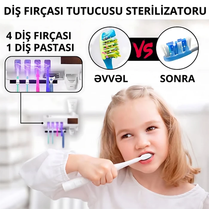 Dozatorlu Ağıllı UV Diş Fırçası Sterilizatoru və Tutacağı — Mallar, Bakı (8)