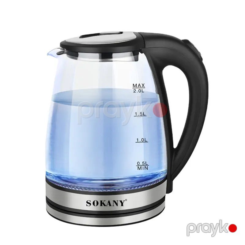 Sokany Elektrikli Şüşə Çaydan SK-1029 1500 W Led İşığa Sahib Böyük Tutumlu Çaydan 2L Su Tutumu — Elektrik çaydanları və termoslar, Bakı (2)