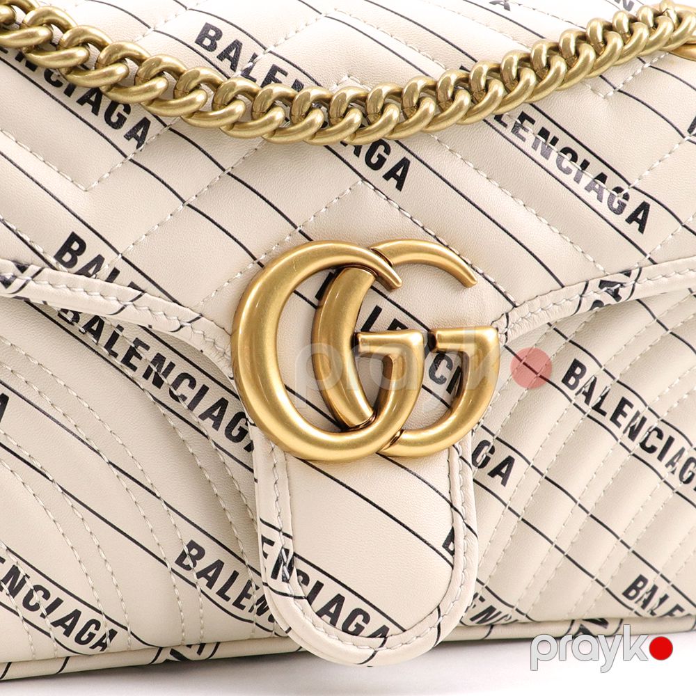Qadın Çantası Gucci x Balenciaga The Hacker Project Kiçik GG Marmont Çantası Ağ — Çantalar, çamadanlar, cüzdanlar, Bakı (2)