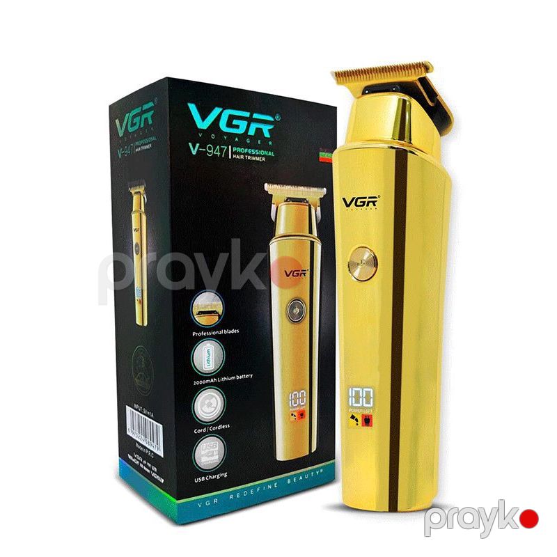 VGR V-947 Professional USB Şarj Edilən Elektrikli Saç Kəsici Simsiz Bərbər Saç Kəsmə Makası LED Ekranlı Kişilər üçün Trimmer — Usturalar, trimmerler və epilyatorlar, Bakı (2)