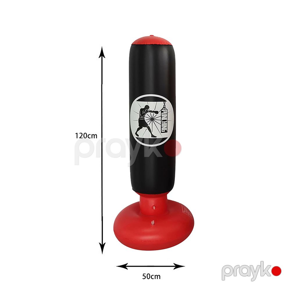 Gücləndirilmiş Tikişlərə Sahib 120 sm Şişmə Boks Torbası Uşaq Və Böyüklər Üçün Uyğun PVC Qara Rengli Boks Torbası — İdman, hobi, istirahət, Bakı (3)