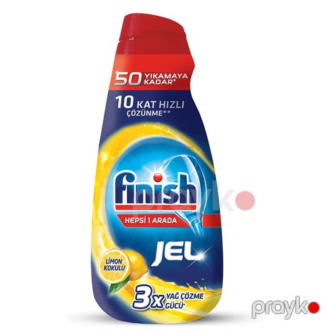 Finish Hepsi Bir Arada Jel Bulaşık Makinesi Deterjanı 1000 ml Limonlu Qab Yuyucu Finish 10 Kat Hızlı Çözüm Maye Jel — Bakı