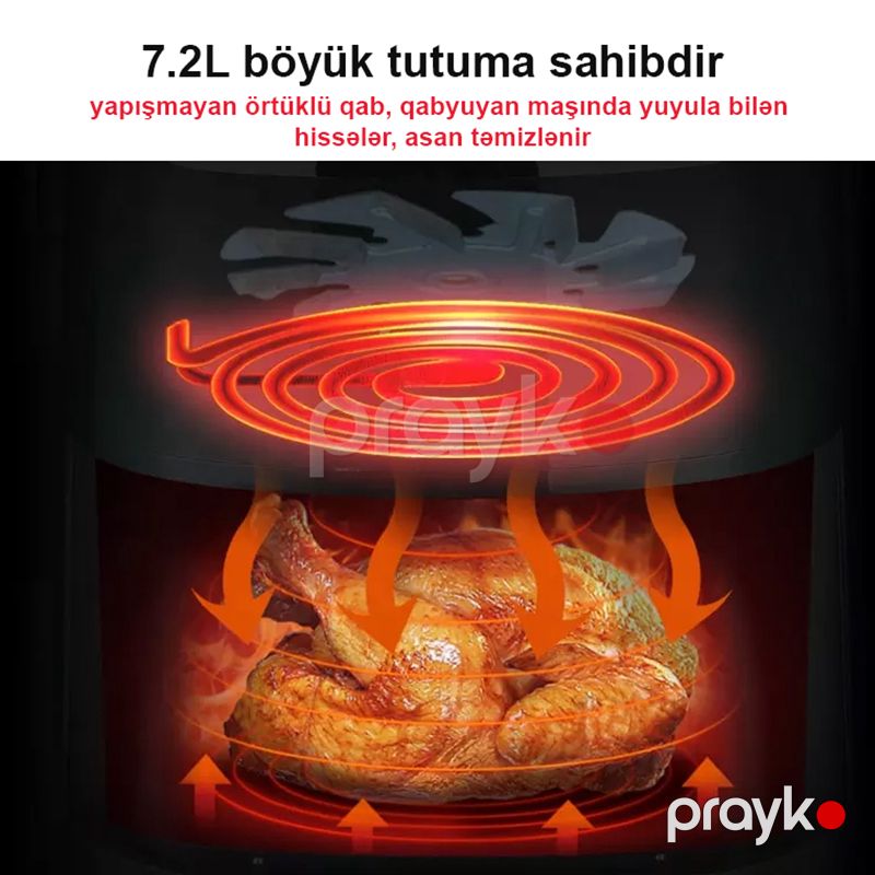 Funksional Sokany SK-8022G Fritöz 1700W 7.2L Böyük Tutumlu Air Fryer — Digər mətbəx texnikası, Bakı (6)