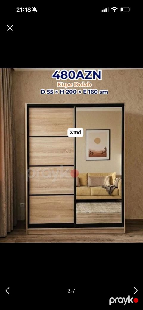 Kupe dolab – sürgülü qapılı model Ölçülər: Dərinlik 55 sm Hündürlük — Bakı
