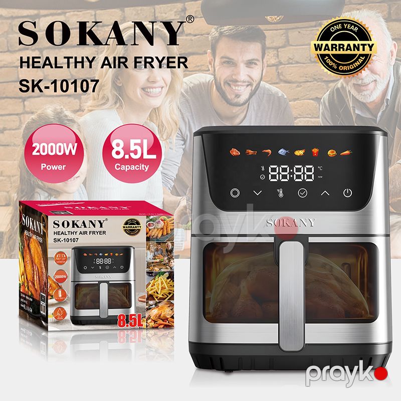 Sokany Görünən Hava Fritöz 2000v Elektrikli Fritöz Yağsız Ağıllı Hava Fritöz Qril 8.5 litrlik Air frey SK-10107 — Digər mətbəx texnikası, Bakı (2)
