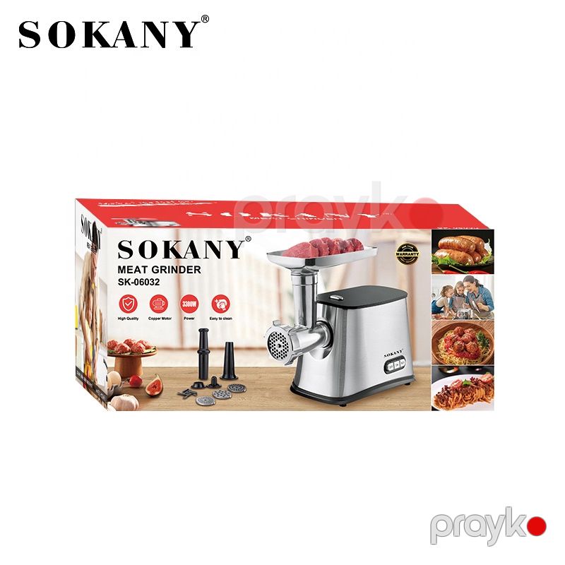 Sokany SK-06032 Paslanmayan Polad Elektrikli Ətçəkən 3000W güclü ət çəkən maşını — Digər mətbəx texnikası, Bakı (6)