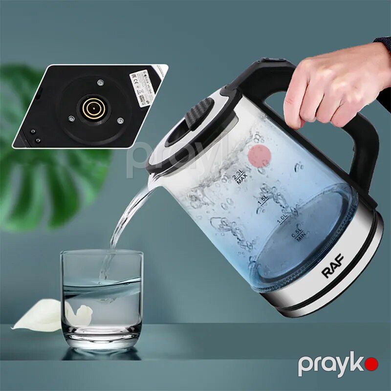 Səyahət Üçün İdeal Elektrikli RAF Şüşə Çaydan Çay Qəhvə Dəmləyicisi 2.3L Portativ Elektrik Ağıllı Şüşə Çaydanı — Elektrik çaydanları və termoslar, Bakı (5)