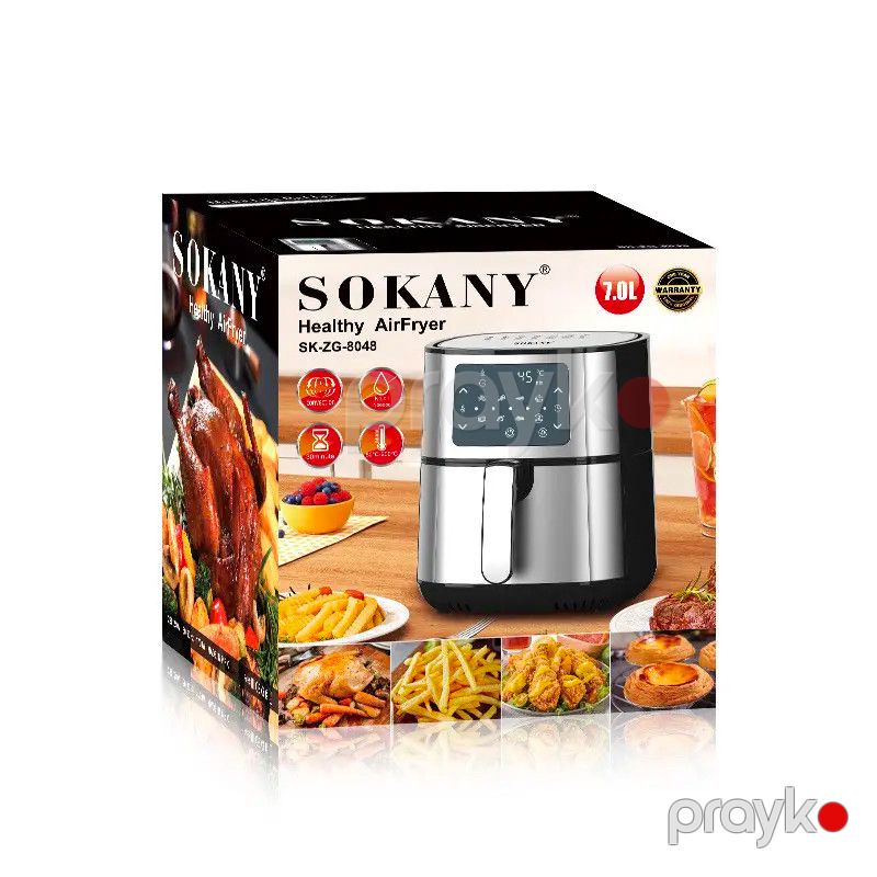 LED Sensor Ekranlı Sokany, Air Fryer 7L 1700W Gümüş Hava Fritözü Çoxfunksiyalı Rəqəmsal Yağsız Fritöz Sk-Zg-8048 — Digər mətbəx texnikası, Bakı (7)