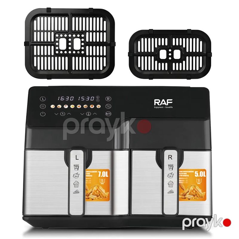 Peşəkar İki Tavalı RAF Rəqəmsal Hava Fritözu 12L Tutuma Malik Qabaqcıl Air Fryer 2500W Gücündə Böyük Tutumlu Elektrikli Qızardıcı 5L 7L — Digər mətbəx texnikası, Bakı (4)