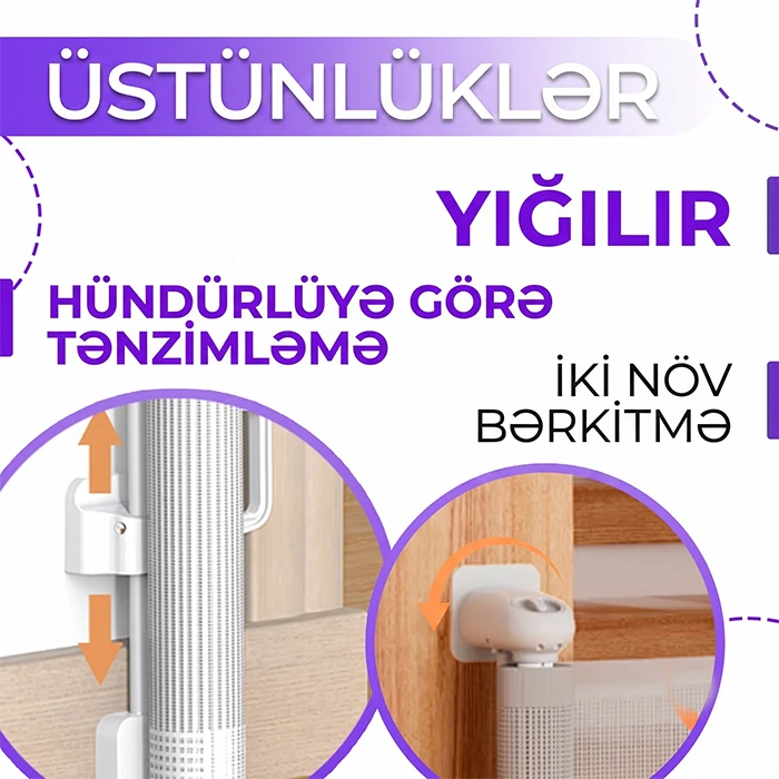 Uşaqlar və Ev Heyvanları üçün Çəkilən Təhlükəsizlik Baryeri (Rulon Qoruyucu Qapı) — Mallar, Bakı (4)