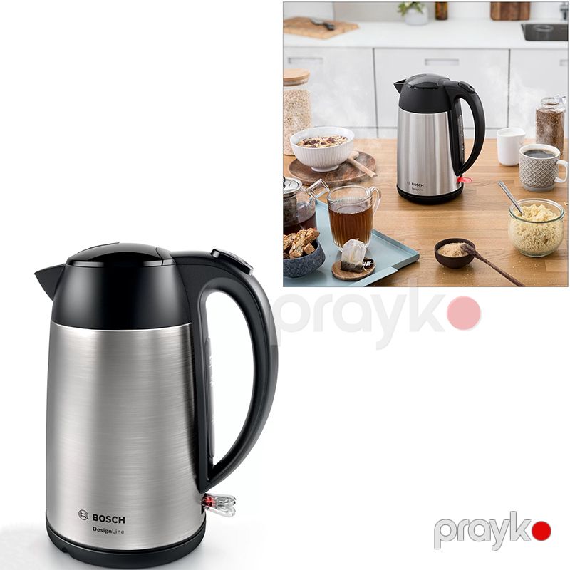 Bosch DesignLine TWK3P420GB Paslanmayan Polad Simsiz Çaydan 1.7L Çaydan Bosch 3000W gücündə Peşəkar Bosch — Elektrik çaydanları və termoslar, Bakı (5)