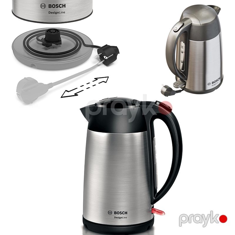 Bosch DesignLine TWK3P420GB Paslanmayan Polad Simsiz Çaydan 1.7L Çaydan Bosch 3000W gücündə Peşəkar Bosch — Elektrik çaydanları və termoslar, Bakı (6)
