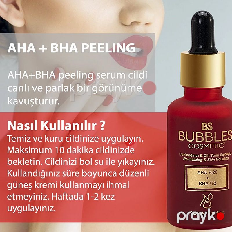 Bs Bubbles Cosmetic Aha & Bha Dəri Canlandırıcı Qırmızı Peeling Üz Serumu 30 ml Dəri Tonlaşdırıcı Krem — Gözəllik və səhiyyə, Bakı (4)
