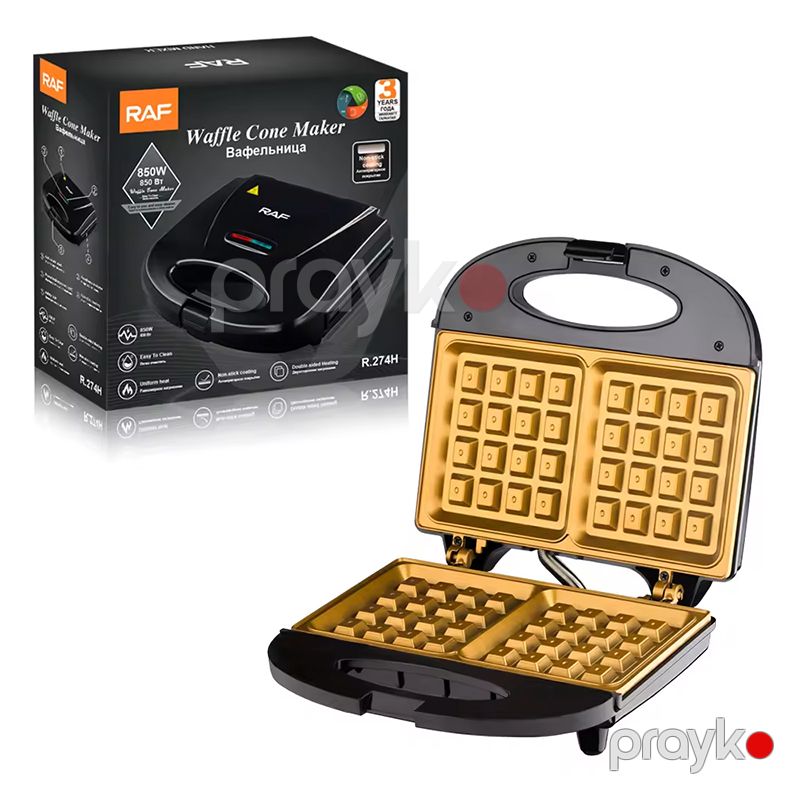 RAF İkitərəfli Qızıl Wafle Hazırlayıcı Panini Maker Mini Səhər Yeməyi Tost Hazırlayan Maşın Sandviç Vafli Maker R.274H — Toster və vaflyasıcı, Bakı (4)