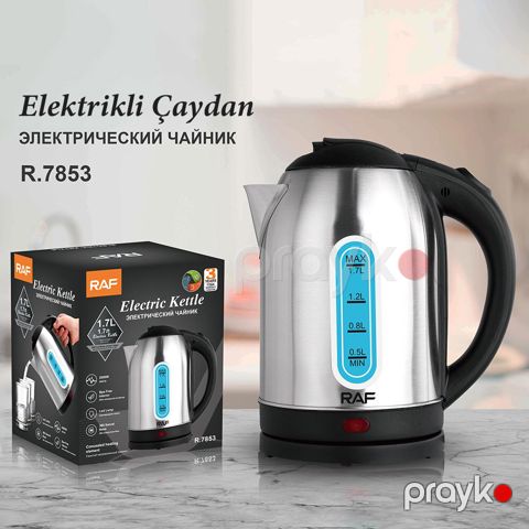 RAF Paslanmaz Polad Elektrik Çaydan 1.7L Böyük Tutumlu 2500W Su Qızdırıcı — Bakı